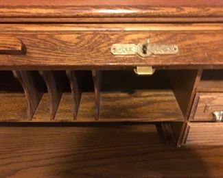 Oak Crest roll top desk and chair in excellent condition!