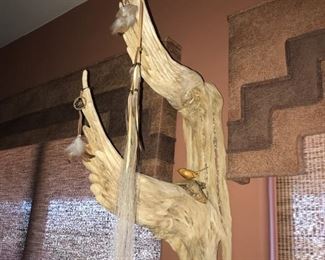 Saguaro skeleton with nesting bird wall fixture