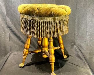10. Antique Ball & Claw Piano Stool… now Gold & Green w/ Fringe! ~ $45

