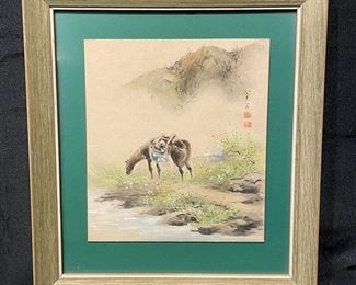 23. Horse - Japanese Gouche Painting on Paper, Framed Size 15” x 16” ~ $50
