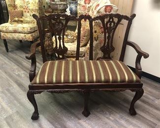 Chippendale style mahogany bench
