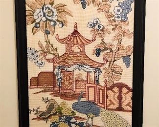 Original needlepoint framed tapestry 23" x 34" $500