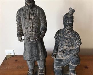 Terra Cotta Warriors 18" tall and 13" tall $250 pr.