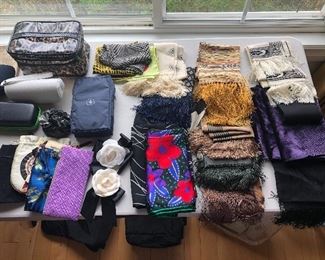 Scarves $3 ea. , glass cases $2 ea., travel case $1, flower bows $1 ea.