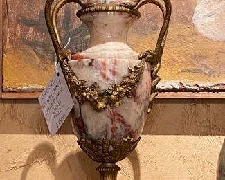 Antique French bronze solid marble urn