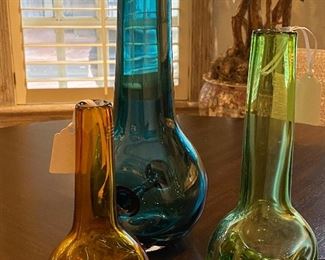 Krosno  trio of glass vases