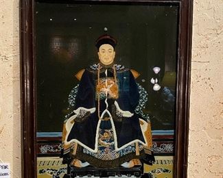 Chinese portrait pair - reverse painting on glass 