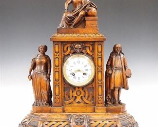 French Mantle clock with Carved figures