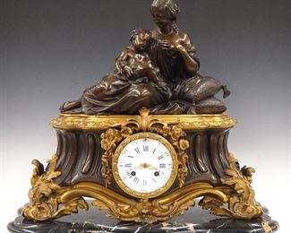 French Bronze Figural Mantle Clock
