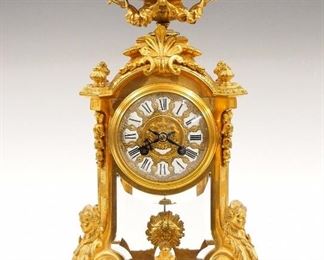 French Gilded Bronze mantle clock