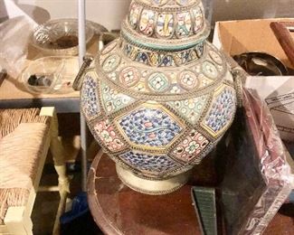 Metal decoration ceramic urn