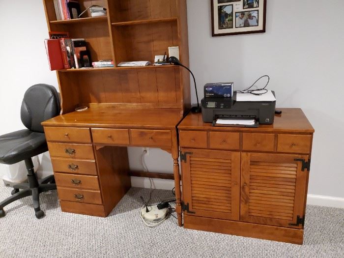 Desk with hutch, side cabinet