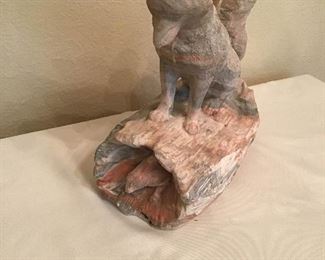 Stone Wolf Chasing Rabbit Statue