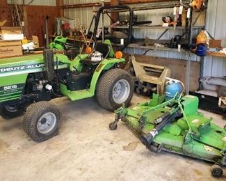 Deutz-Alice Diesel Tractor, Model 5215, Hours Showing 762, Powers Up, Includes 60" 3-Point Hitch Finish Mower, Model RGM60