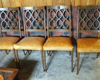 Retro Daystrom Furniture Metal Framed Dining Chairs With Upholstered Seats, Qty 4