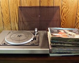 JC Penny Stereo Record Player, Model 683-1783, And LP Records, Including Glen Campbell, Hank Williams, Marty Robbins, Alabama, And More, Approx Qty 38