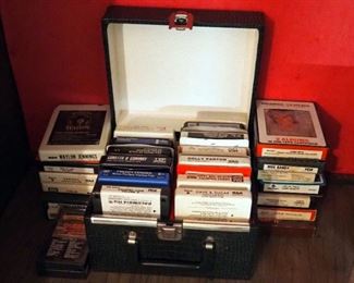 Singer Dream Machine Television, AM/FM Radio Alarm Clock, And Country Western 8 Track Tape Collection