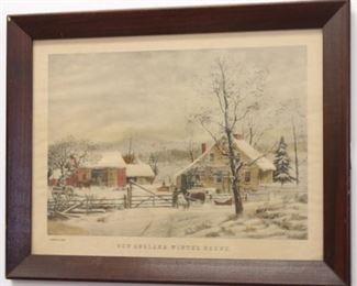 1 - Currier & Ives framed print 18.5 x 14
