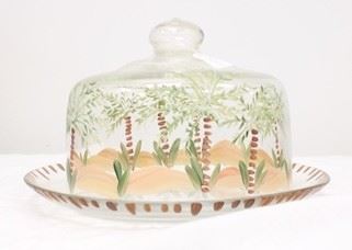 5 - Painted covered cheese dish 4.5 x 7.5
