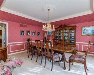 BEAUTIFUL TABLE AND CHAIRS, BREAKFRONT AND BUFFET BY HEKMAN