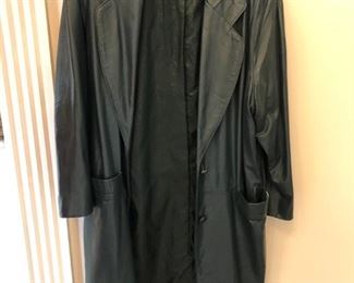 BLUE GREEN LEATHER COAT