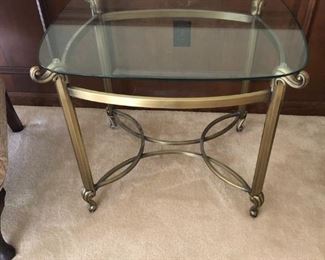 GLASS AND BRONZE SIDE TABLE