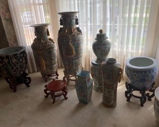 LARGE VASES AND FISH BOWLS