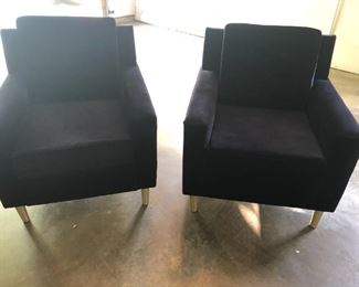 PAIR OF SOFA CHAIRS VELVET LIKE MATERIAL IN NAVY BLUE