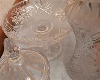 Crystal Vase and Candy Dishes