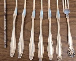 Silver Nut Picks and Fork