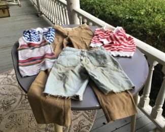 Vintage 1970s corduroy pants, terry cloth and knit tops, Jean shorts