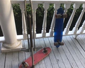 Vintage skateboards, pogo stick