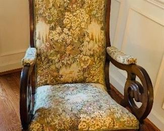 TURN OF THE CENTURY SOLID WOOD ARMS ROCKING CHAIR