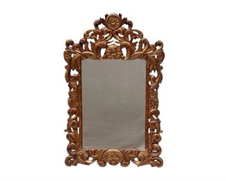 Gilt wall mirror, having square mirror face, supported in hand-carved frame 44 1/2"h x 26"w x 1/2"d 