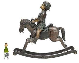 Bronze Statue, Boy on Rocking Horse