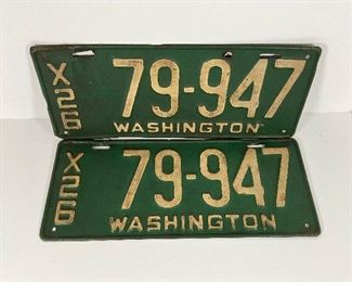 1926 Washington State License Plates