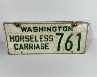 Washington State Horseless Carriage License Plate