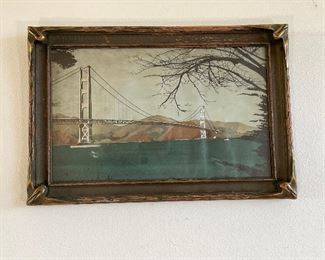 Antique Watercolor of Golden Gate Bridge