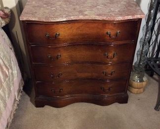 Small wood side dresser with marble top