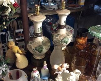 Antique lamps and many other porcelain figurines