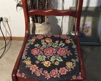 Vintage chair with needlepoint seat