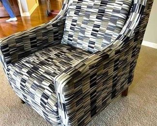 WOW MSRP $1250!! Outstanding Custom Quality ENGLAND FURNITURE Part Of Their SoHo Living Collection Transitional & Contemporary Arm Chair Upholstered In Trendy Sailing Driftwood Fabric with Matching Pillow #1 - Excellent Condition!