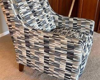 WOW MSRP $1250!! Outstanding Custom Quality ENGLAND FURNITURE Part Of Their SoHo Living Collection Transitional & Contemporary Arm Chair Upholstered In Trendy Sailing Driftwood Fabric with Matching Pillow #2 - Excellent Condition!