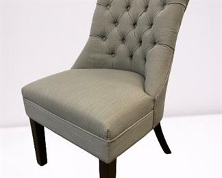 MSRP $400 Skyline Imports Grey Linen Swoop Arm Accent Chair With Tufted Back - Great Condition - No Stains!