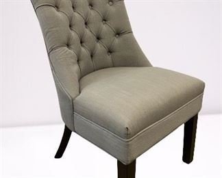 MSRP $400 Skyline Imports Grey Linen Swoop Arm Accent Chair With Tufted Back - Great Condition - No Stains!