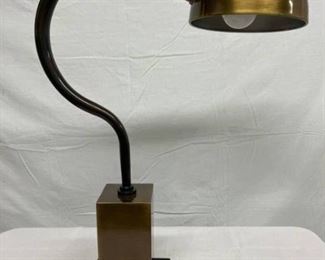 Industrial Chic Vintage High Quality Brush Bronze Dome Gooseneck Lamp - Great Working Condition!