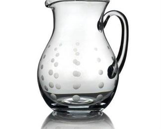 Mikasa Cheers Belly Pitcher Clear Glass Polka Dots Large Serving Vessel - Like New Condition!