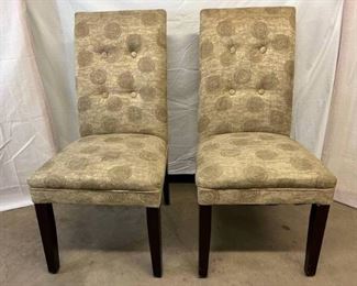 Set Of 2 Upholstered Parson Dining Side Chairs With Contemporary Pattern - Good Condition!