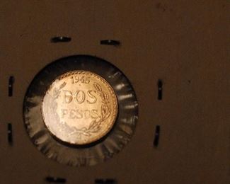 1945 Gold Mexican 2 Pesos