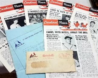 1950's St. Louis Cardinals "Cardinals News" letters and other memorabilia  